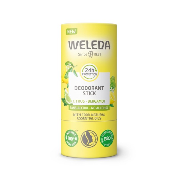 WELEDA - Déodorant stick Citrus Bergamot - Efficacité 24H - Vegan* - Certifié Natrue** - Stick 50 g