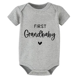 WOOYONGING First Grandbaby Baby Onsies White Short Sleeve Coming Home Outfits White Boy Newborn Outfit