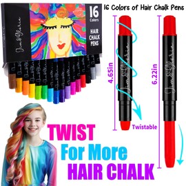 Jim&Gloria 16 Dustless Hair Chalk for Girls Washable Dye, Toys Birthday Gifts for Girls Makeup Kit, Temp Paint Temporary Hair Color for Kids Age 4 5 6 7 8 9 10 11 12 Teen Girl Gifts Trendy Stuff