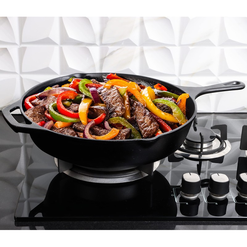 Utopia Kitchen Cast Iron Skillets 12 Inch, Chef's Pan, Pre-Seasoned