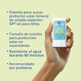 Blue Lizard Barra de protector solar mineral para niños SPF 50, óxido de zinc, 100% activos minerales, desarrollada para la piel sensible de los niños
