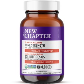 New Chapter Calcium Supplement - Bone Strength Organic Red Marine Algae Calcium - with Magnesium, Vitamin D3+K2, 70+ Trace Minerals for Bone Health, Gluten Free, Easy to Swallow - 60 Slim Tablets