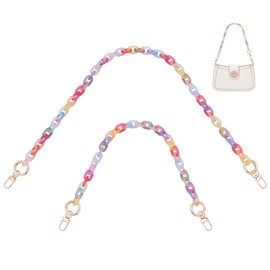 UNICRAFTALE 2Pcs 44/63cm Long Bag Chains Rainbow Acrylic Purse Strap Bag Chain Handle Replacement Handbag Crossbody Shoulder Strap Accessory Decoration for Bags Purse DIY Making
