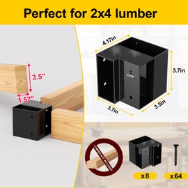 Workbench Corner Brackets Kit,8 Pcs Steel 3-Way Right Angle Corner Brackets for DIY Custom Workbench, Shelving, Work Table, Fits 2x4 (Actual 1.5"x3.5") Wood