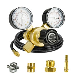 Zistel CO2 Argon Regulator Gauges Gas Welding, 0-4500PSI Argon Gas Regulator for Mig Tig Weld, CGA580 Inlet Connection (0-4500PSI Argon Regulator with Hose)