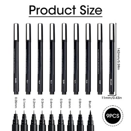 9pcs Calligraphy Pen Set for Beginners Refillable Black Brush Marker Pens,Black Art Writing pens for Writing, Signature, Illustration, Design and Drawing