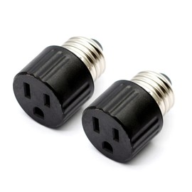 TWDRTDD E26/ E27 Light Bulb Outlet Socket Adapter,E26 Light Socket to 2 & 3 Prong Plug Adapter, Light Socket Adapter to Plug Adapter 3 Prong for Porch Patio Garage (2, Black,3 Prong)