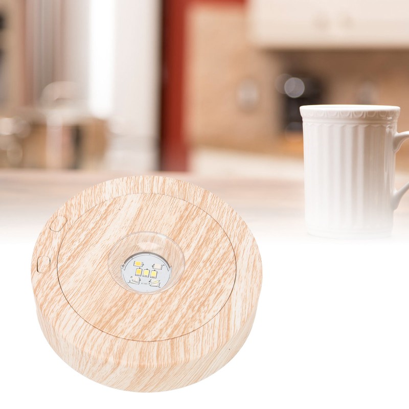 Wood Light Display Base 360 Degree Rotation Beech Grain Colorful