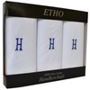 Mens/Gentlemens 3 Pack Plain White Handkerchiefs With 1 Letter Name