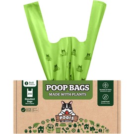 Pogi's Compostable Poop Bags with Easy-Tie Handles – Leak-Proof, Extra-Large, Made with Plants (Single Roll, 250-Count)