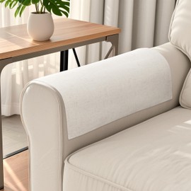 SMABU Couch Arm Covers Sofa Arm Covers Linen Blend Textured 2 Pcs Washable Armrest Cover aganist Pet Scratch Stain Protect and Decorate Recliner Armchair W20 x L24, Cream