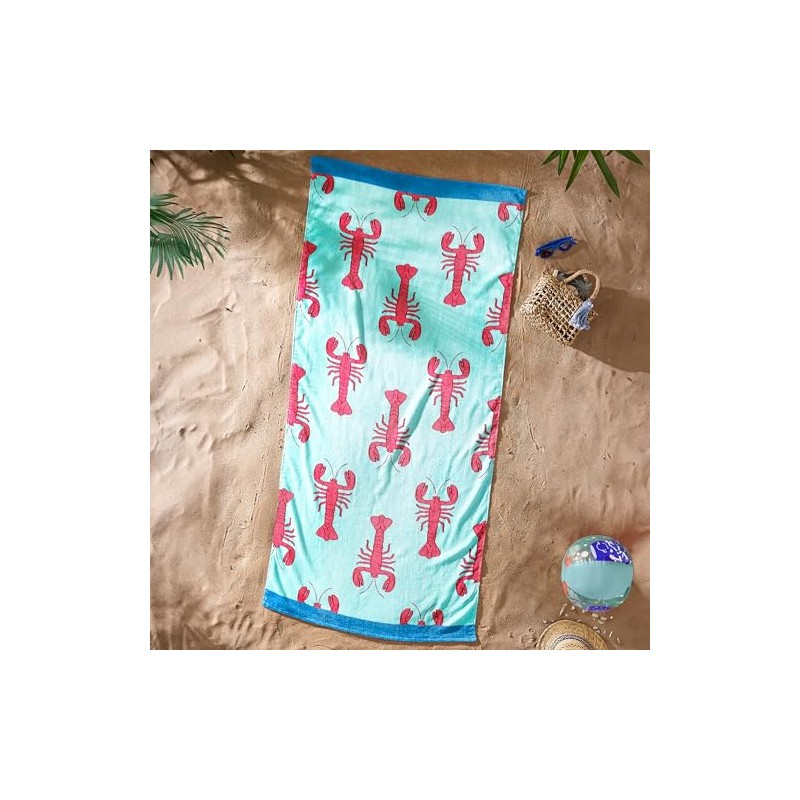 Catherine Lansfield Lobster 76x160cm Cotton Beach Towel Red