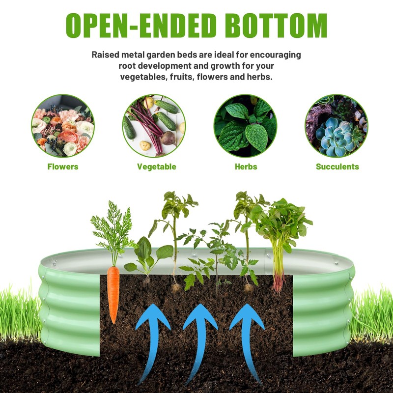 SnugNiture Galvanized Raised Garden Bed Outdoor, 2 Pcs 4x2x1ft Oval