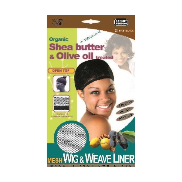 [The #1 Brand QFitt] Organic Shea Butter & Olive oil treated Mesh Wig & Weave Liner(Open Top) - Black