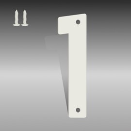 SpNo1-MS 4 Inch White Metal Letters, Modern Metal House Numbers, White Door Numbers, Outdoor Mailbox Numbers, Metal White House Address Letters and Numbers for House Office Apartment Outside (1)
