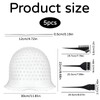 5 Stück Strähnchenhaube,Stränchen Haube,Strähnenhaube Mit 3 Pinseln,Strähnen Selber Machen,Strähnen Set,Strähnchen,Haarfärbeset,Silikon