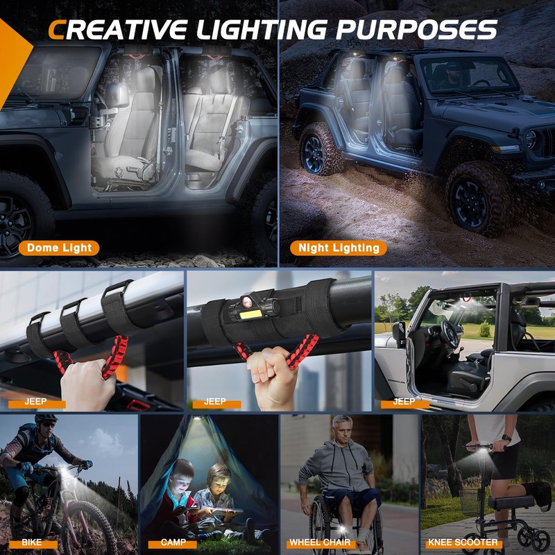 Nilight Dome Light w/Grab Handle Universal 2”- 4” Roll Bar