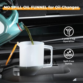 FOUR UNCLES 15-Piece No-Spill Engine Oil Funnel Kit for Automotive Use - 1.5 Qt Funnel with 14 Adapters for Easy Filling, One-Hand Operation