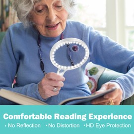 NZQXJXZ Large Magnifying Glass with Lights,10X 25X 45X Handheld Lighted Magnifier, 5.5in Page Magnifier 36 LED Lights, Magnifying Glass for Reading Small Prints & Low Vision Seniors with Aging Eyes