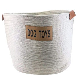 Midlee Rope Dog Toys Basket with Leather Handles