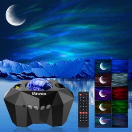Aurora Star Light Projector with Moon, Galaxy Lights Projector with Remote Control, Night Sky Light Projector Built-in Bluetooth and Multi-Color Projection Lamp
