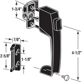 Prime-Line K 5071 Push Button Latch w/ Tie Down, Single Unit, Black – Designed to Accommodate Multiple Surfaces, Complete with Night Lock, Contemporary Design (Single Pack)