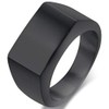 Retro Vintage Style Stainless Steel Signet Ring (Black, 16)