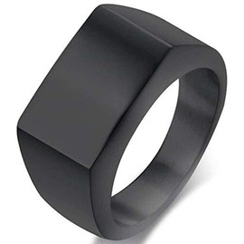 Retro Vintage Style Stainless Steel Signet Ring (Black, 16)