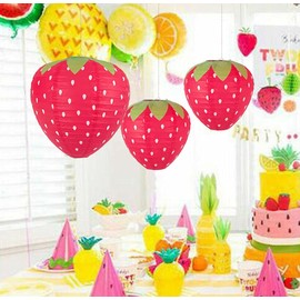YONIK Paper Lanterns, Strawberry, Paper Lanterns, Birthday, Decoration, Lanterns, Strawberries, Paper Lanterns, Obon Festivals, Christmas, Event Decoration, 3.9 inches (10 Pieces, 20 cm)