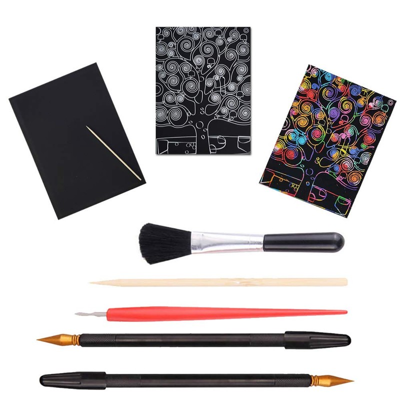 LOOKSEVEN Scratch Tools Set Scraper Pen, 6 Pcs Scratching Art