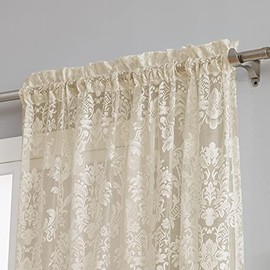 Warm Home Designs Par de Cortinas de Encaje de Punto de Longitud Corta 137 cm de Largo x 160 cm de Ancho. FI Linen 63"