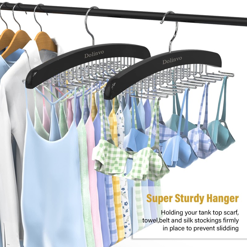 Upgraded Tie Rack 24 Hooks Wooden Tie Hanger Organizer, Tank