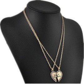 Vayfoni 2 Pcs Friendship for Girls – Alloy & Rhinestone Pendant Chains, Friendship Necklace for 2, Best Friend Birthday Gift, Golden Best Friend Necklace Set