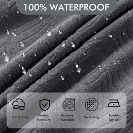 YUEANG 100% Waterproof Recliner Sofa Slipcovers, 3 Pieces Stretch Reclining Couch Covers for 3 Cushion Couch Sofa Pet Friendly Washable Furniture Covers for Dogs, Pets, Kids (Dark Gray, 3 Seater)