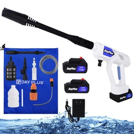 Cordless High Pressure Car Washer Power Portable Car Wash Cleaner Machine 435 PSI Electric Water Gun with 2 * 1.5Ah Rechargeable Batteries, Adjustable Nozzles, for Washing Cars, Fences, Siding,Patio