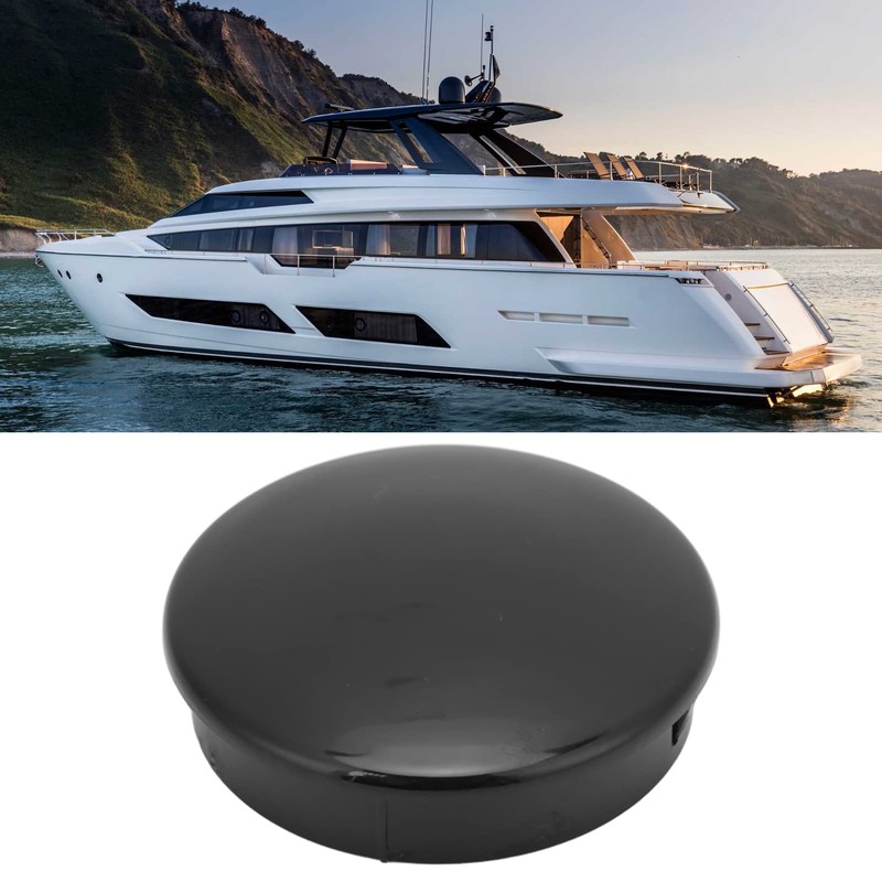 Akozon Lenkrad-Mittelkappe, 2,75 Zoll PC-Boot-Lenkrad-Mittelkappe Schwarz Marine-Lenkrad-Mittelabdeckung für Yacht Marine