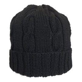 Classic Cozy Knitted 100% Wool Beanie Unisex Winter Hat for Men & Women Warmth Comfort (US, Alpha, Medium, Black-Spiral)