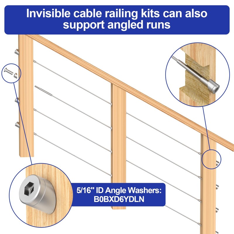BLIKA 60 Pack Invisible Cable Railing Kits, T316 Stainless Steel