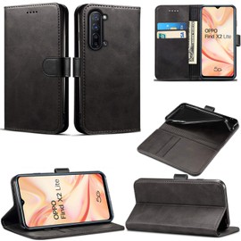 Mobile Stuff OPPO Find X2 Lite Case, Wallet Case Magnetic Flip Leather Cover With Card Slots and Stand Feature Compatible with OPPO Find X2 Lite (6.4 inch) (Black)