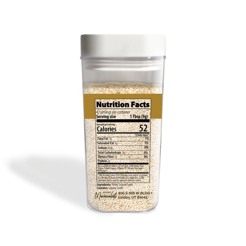 Minimalist White Sesame Seeds, 13.6 oz, Crunchy Garnish, Sushi &