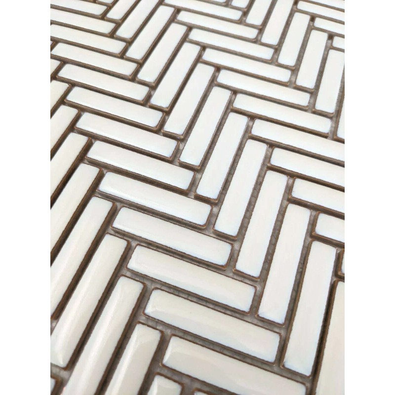 district II Antique White Mini Herringbone Porcelain Mosaic Wall Tile