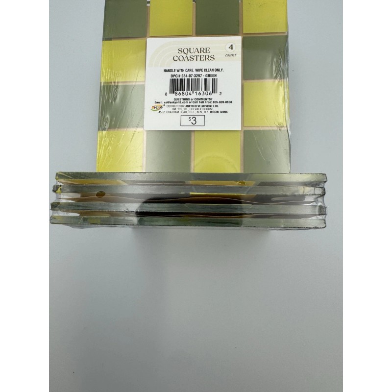 Ankyo Square Glass Coasters 4 sets of 4 Green