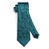 HISDERN Men's Tie Teal Paisley Floral Ties and Pocket Square