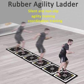 HUAGHEE Rubber Agility Ladder 8.8 Ft Non-Slip Speed Agility Training Ladder for Soccer Footwork Training，Flat Agility Ladder for Children's Physical Training Equipment (8.8 ft)
