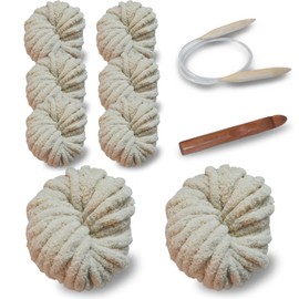 DiaWiew Super Soft Chenille Chunky Yarn - Beige, Jumbo Fluffy Crochet Yarn - Big and Bulky Yarn for Hand Knitting, Ideal for Thick Blankets Making, 28 Yards, 8 oz Each Skein(8 Pack)