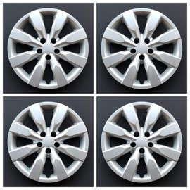 New Wheel Covers Replacements Fits 2014-2018 Toyota Corolla ; 16 Inch; 8 Spoke; Silver Color; Plastic; Set of 4; Standard Leg
