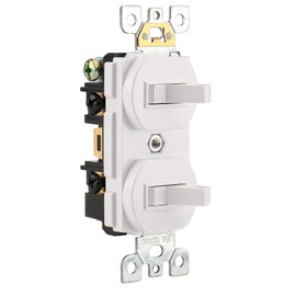 Wengart Double Toggle Light Switch,15 Amp AC120 Volt,Residential Grade Electrical Wall Switch,Great for Home, Office & Kitchen, White,ETL Listed