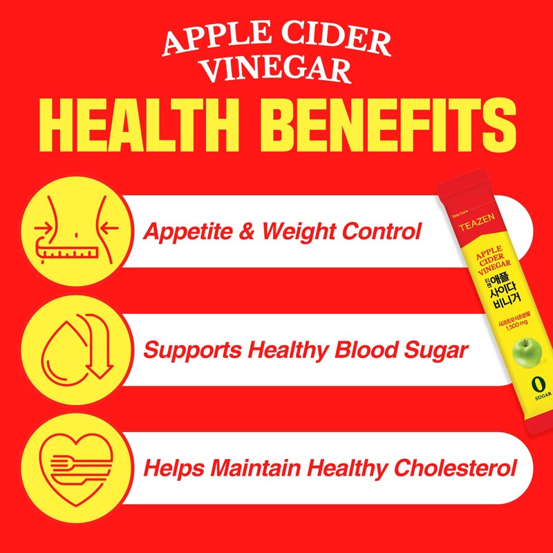 TEAZEN Apple Cider Vinegar Powder, 1500mg ACV, Sugar-Free, Low Calorie,