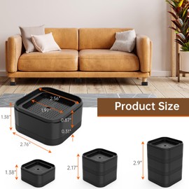 appacare 20 Pack Furniture Risers Adjustable Bed Risers Desk Leg Risers 1.38",Bed Lifts Risers Square Bed Raising Blocks for Table/Desk/Couch/Chair/Sofa/Bed/Cabinet