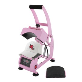 500W 2-in-1 Hat Heat Press Machine, Flip-top Design Press with Timer & Temperature Control and LCD Screen, Manual Heat Transfer Printing for Duck Tongue Caps, Baseball Caps(Pink)